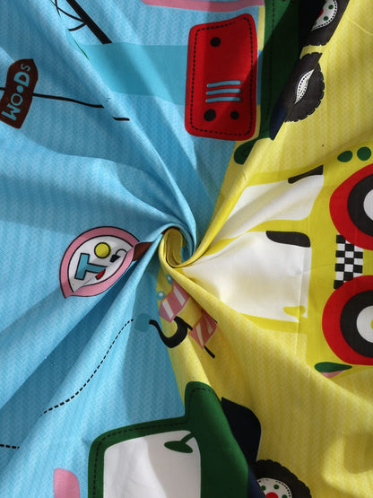 Hosta Homes Farmer Work Zone Multicolored Bed Sheet With Pillow Covers image 3