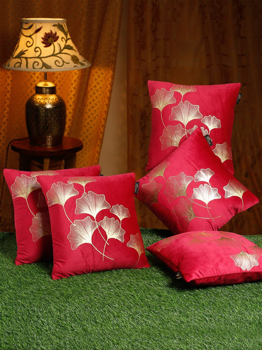 16X16 Soft Velvet, Foil Printed Maroon, Zipper image 0