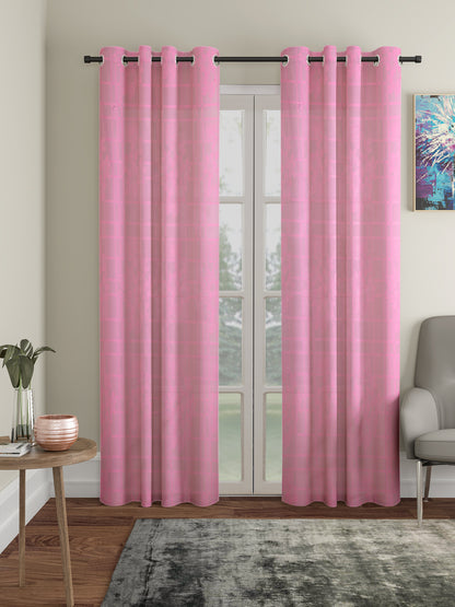 Checkered Floral Design Door Curtain Pack of 2 image 0