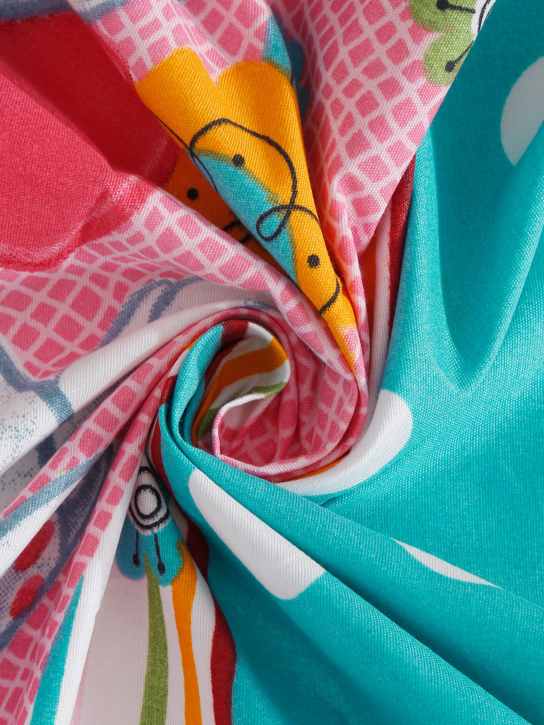 Hosta Homes Kitty Printed Multicolored Kids Bedsheet With Pillow Covers image 4