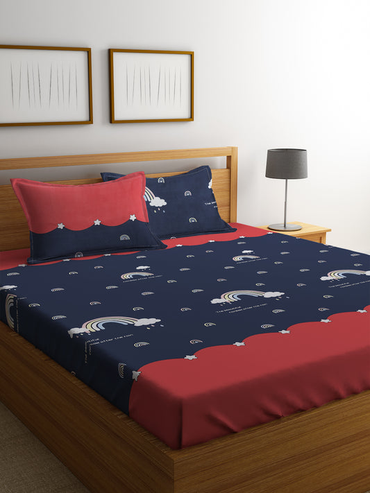 Hosta Homes Rainbow Star Multicolored Kids Bedsheet With Pillow Covers image 0