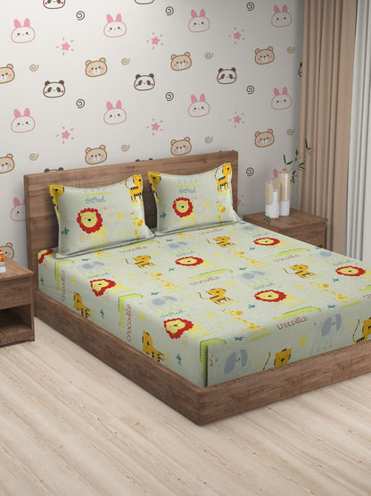 Hosta Homes Animal Amista Multicolored Bed Sheet With Pillow Covers image 0