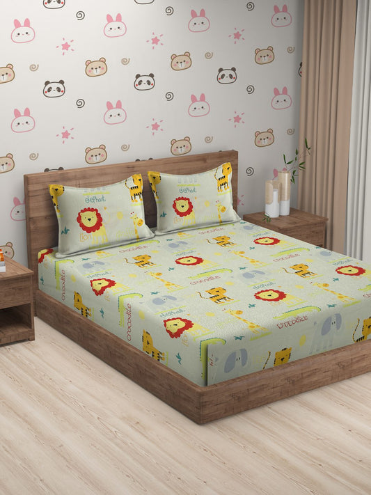 Hosta Homes Animal Amista Multicolored Bed Sheet With Pillow Covers image 0