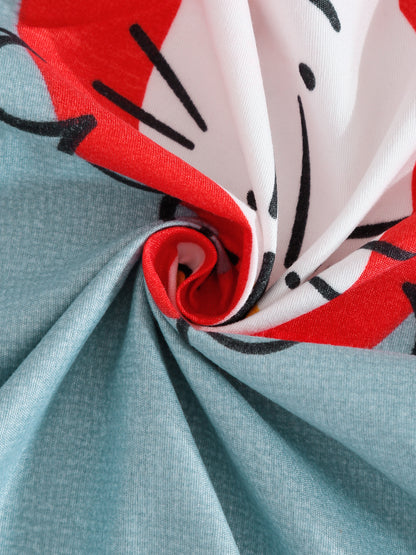 Hosta Homes Animated Animals Multicolored Bed Sheet With Pillow Cover image 4