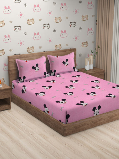 Hosta Homes Mickey Mouse Printed Kids Bed Sheet With Pillow Covers image 0