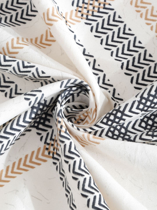 White Checked Cotton 280 TC King Fine Bedsheet with 2 Pillow Covers-100 x 107 inches