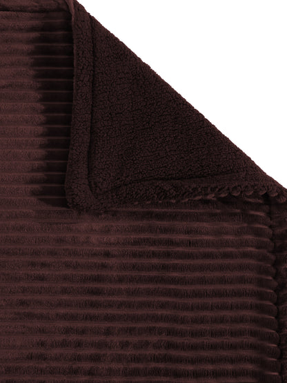 Brown Luxury Ultra Soft Embossed Sherpa Double Bed Blanket