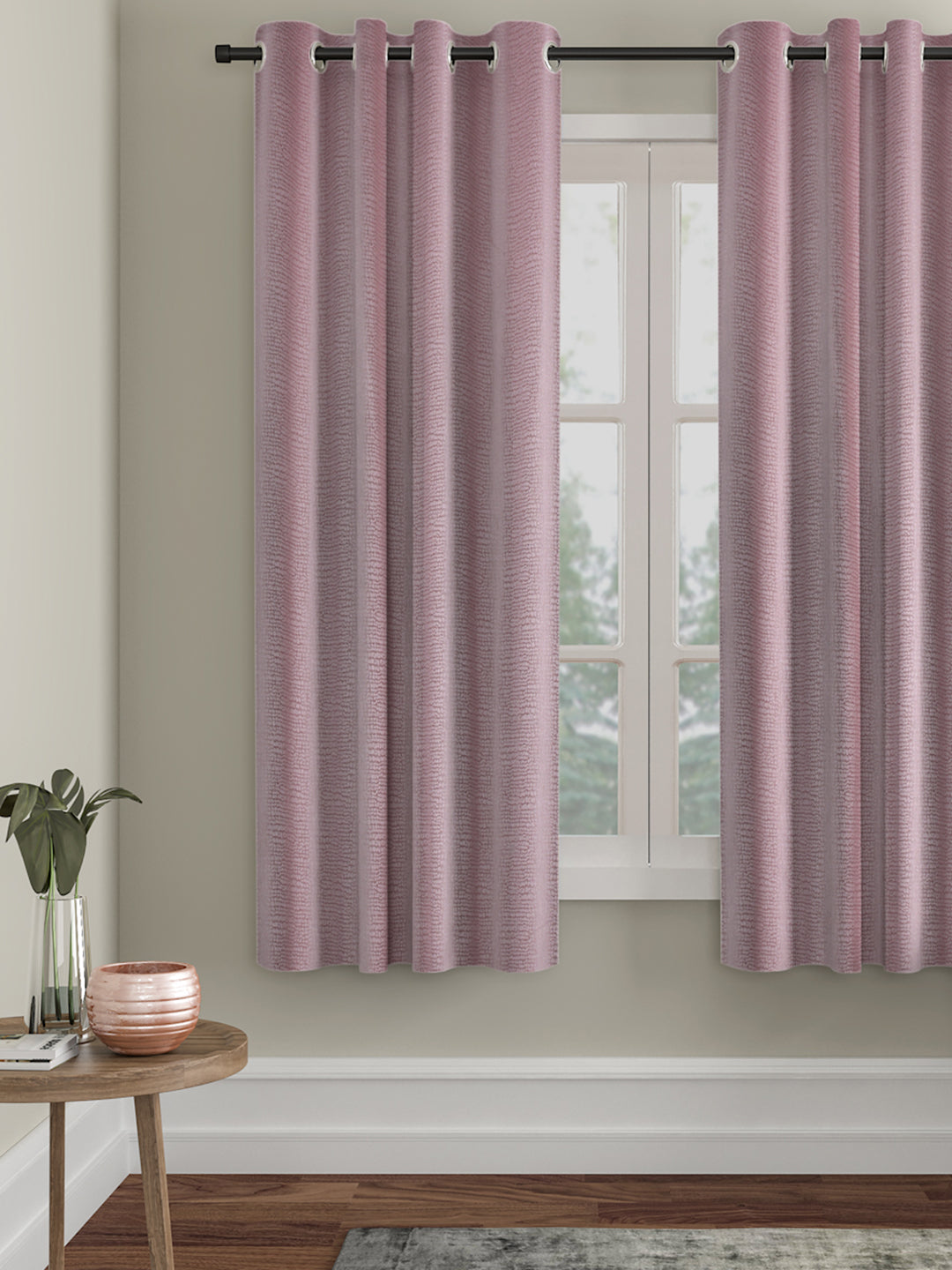 Self Design Polyester Blackout Curtains  (PACK OF 1)