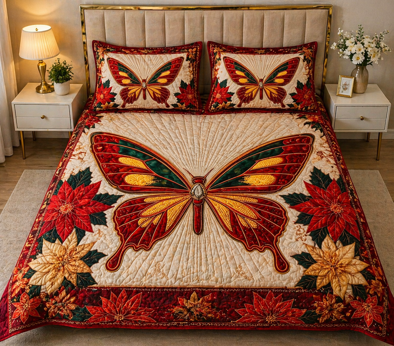 Soft Fabric 7D Quilted Printed Double Bed Sheet with 2 Pillow Covers
