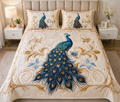 Soft Fabric 7D Quilted Printed Double Bed Sheet with 2 Pillow Covers