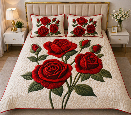 Soft Fabric 7D Quilted Printed Double Bed Sheet with 2 Pillow Covers