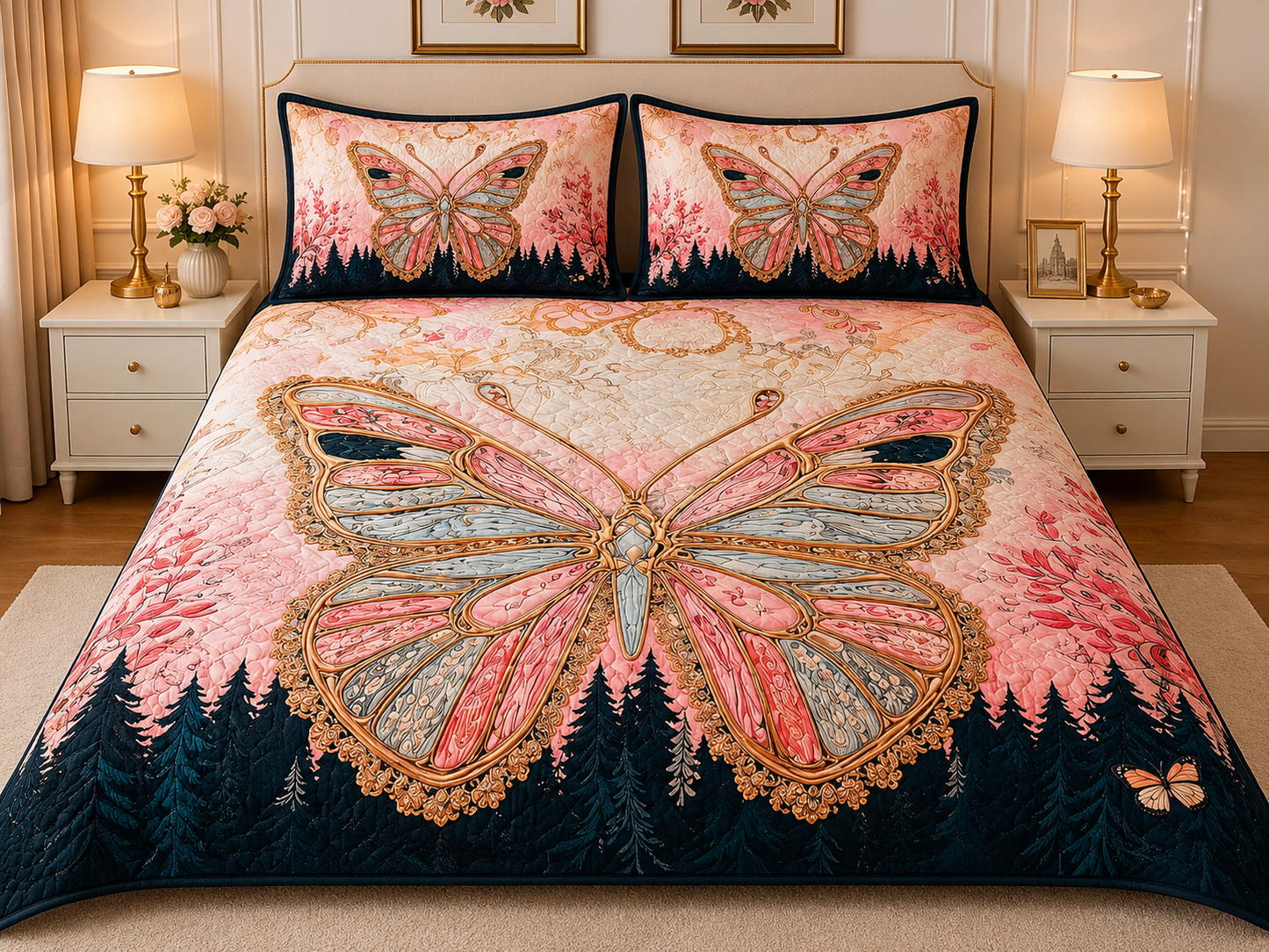 Soft Fabric 7D Pattern Printed Double Bed Sheet with 2 Pillow Covers