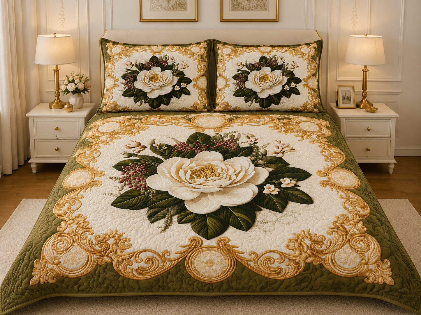 Soft Fabric 7D Pattern Printed Double Bed Sheet with 2 Pillow Covers