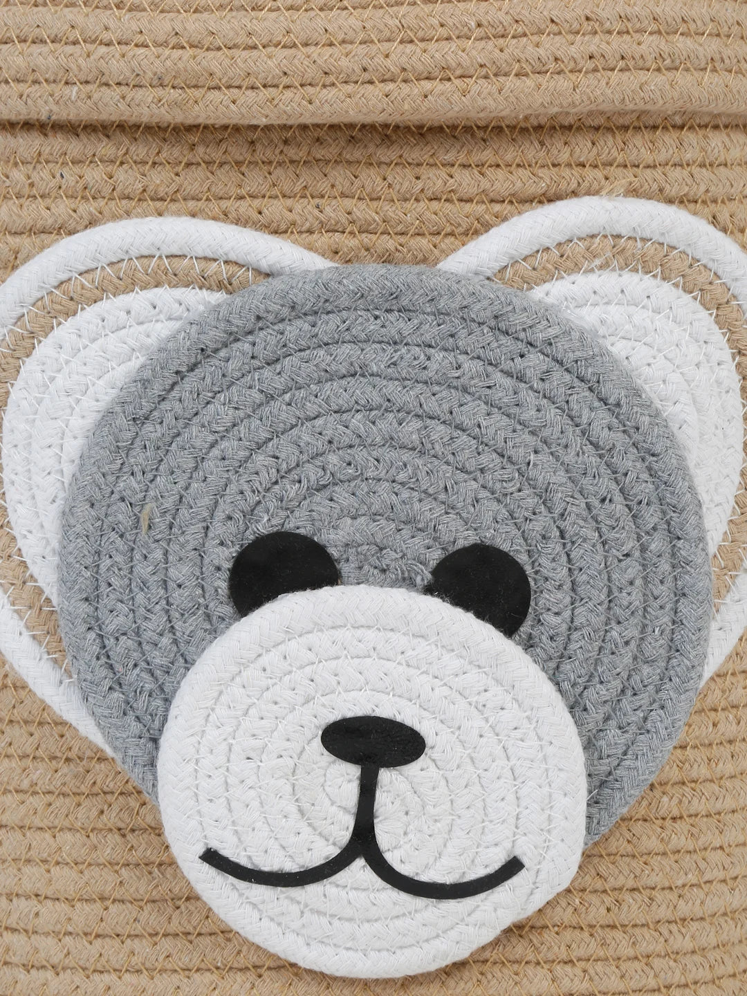 Decorative beige teddy bear laundry bin