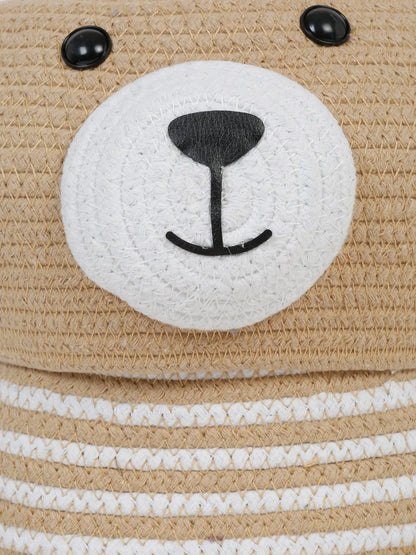 Beige bear laundry bag with cover for toys