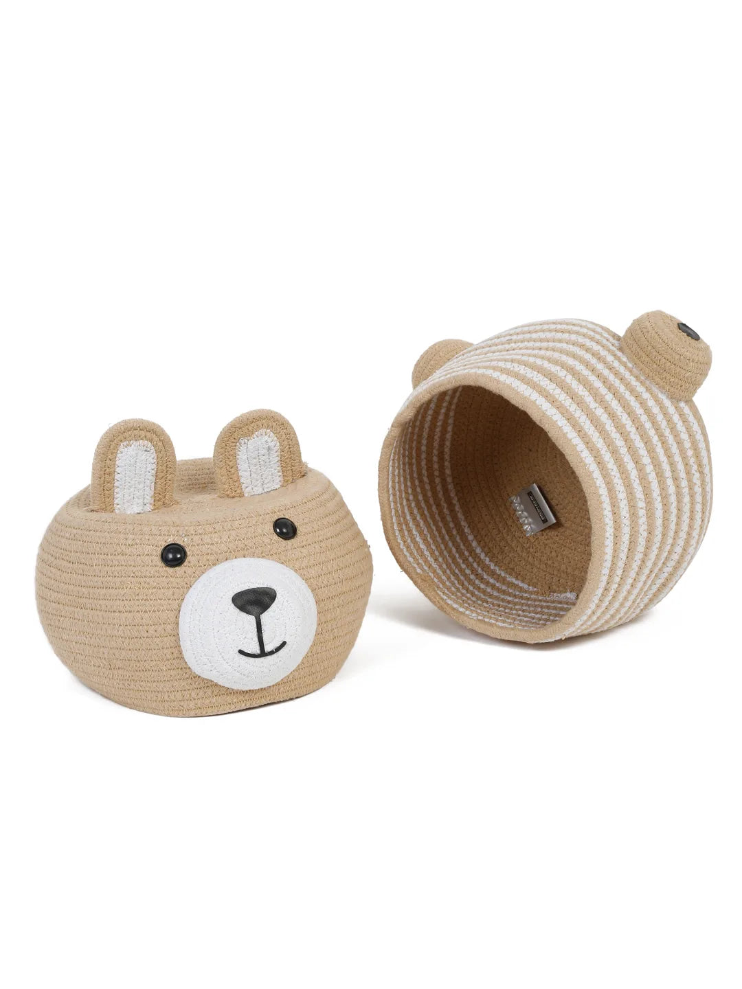 Foldable striped bear storage basket