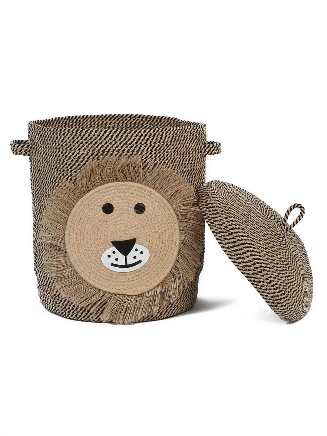 Oversized lion motif laundry bin for kids