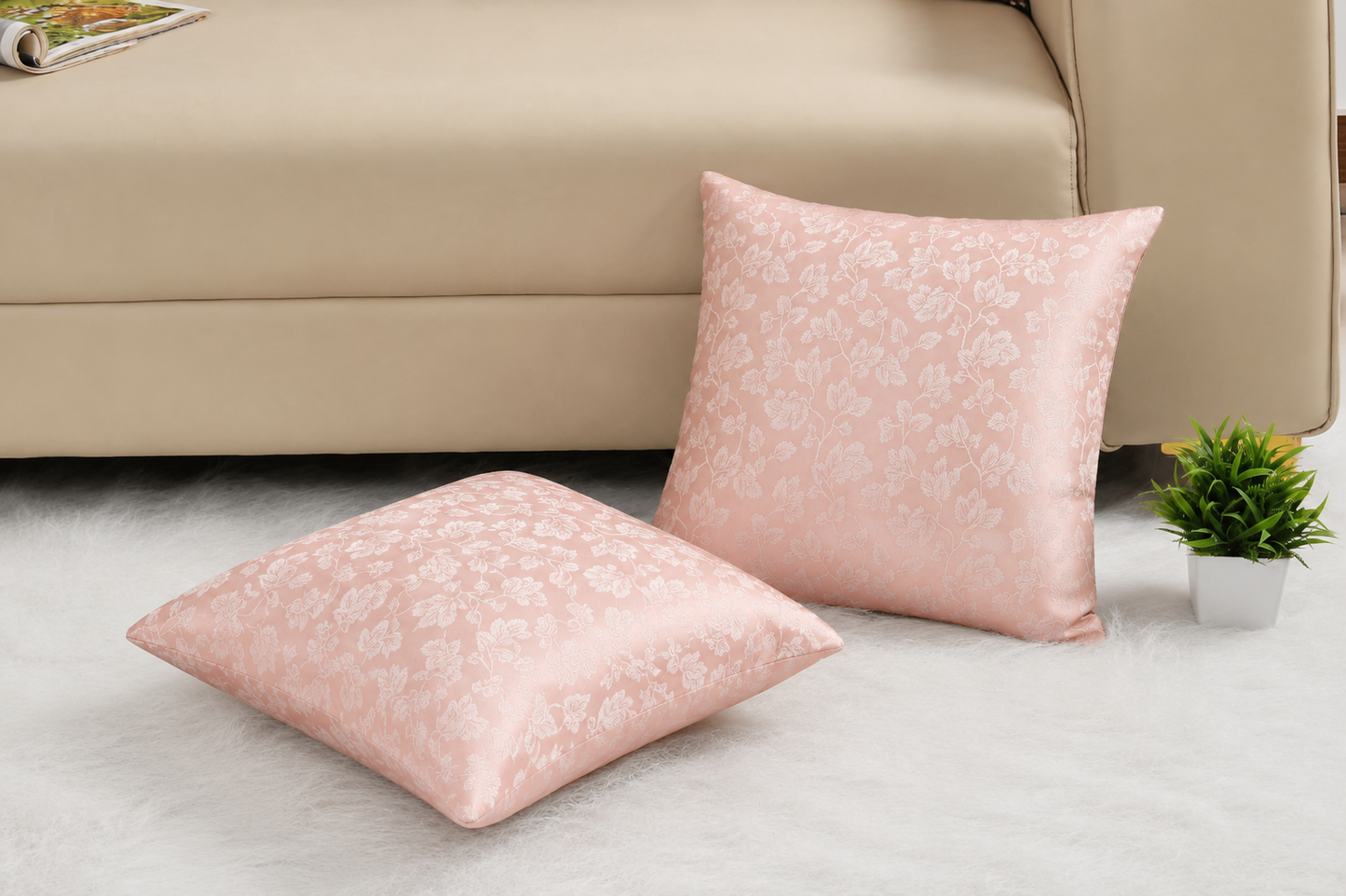 Self Design Jacquard Polyester cushion coverS ( 16 X 16 :: 24 X 24 INCH )