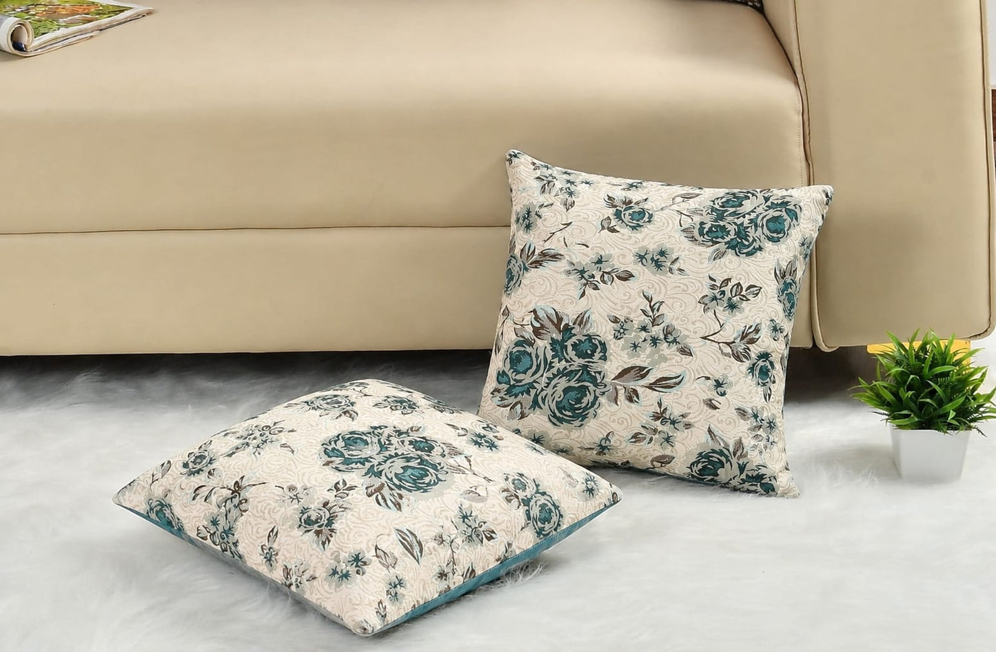 Self Design Jacquard Floral cushion coverS (  16 X 16 :: 24 X 24 INCH )