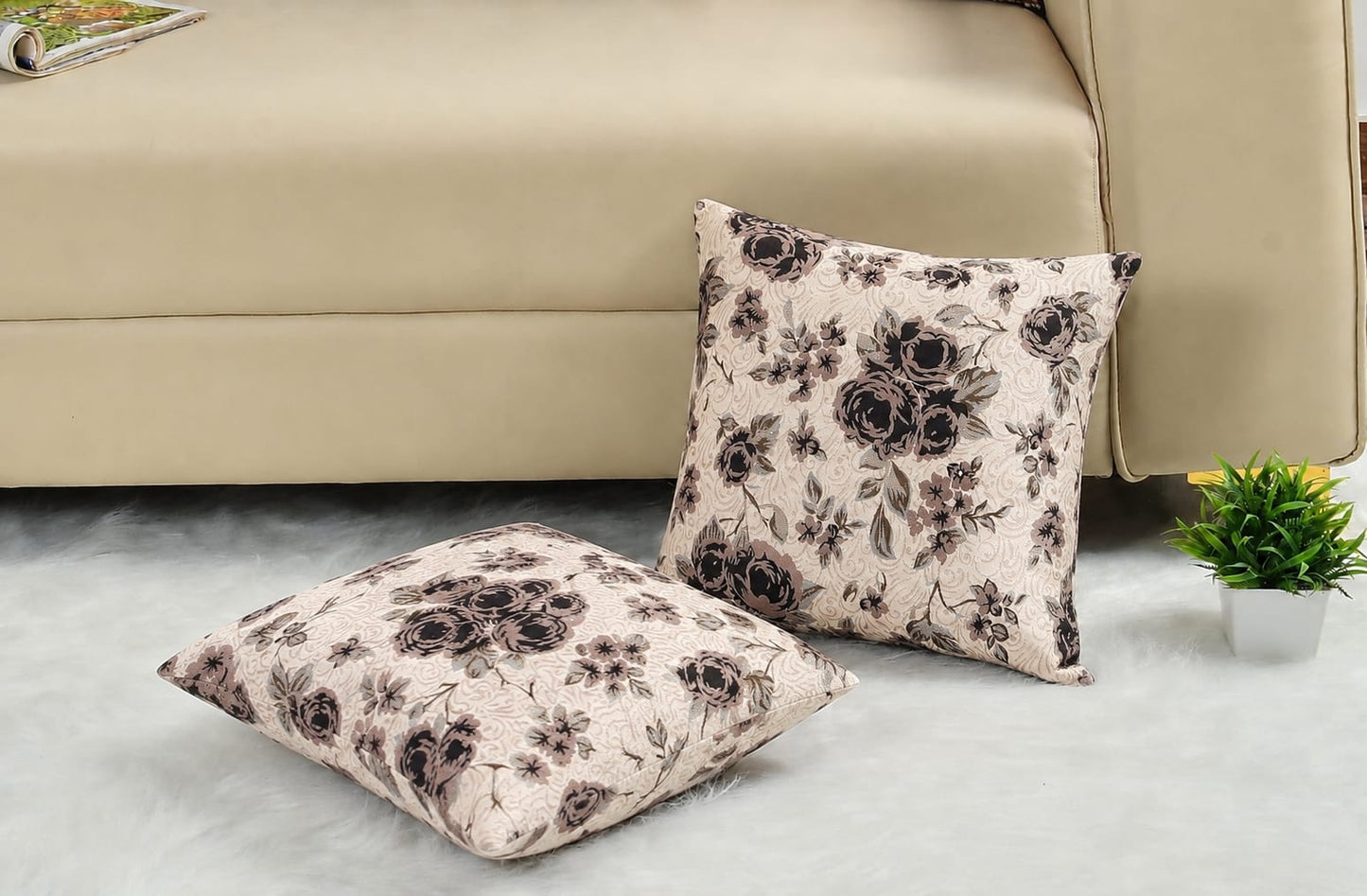Self Design Jacquard Floral cushion coverS (  16 X 16 :: 24 X 24 INCH )