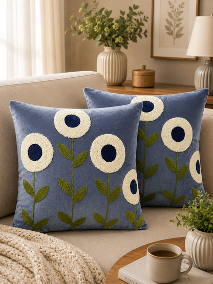 Soft Velvet Traditonal Embroidery Cushion Covers 16 x 16 inches