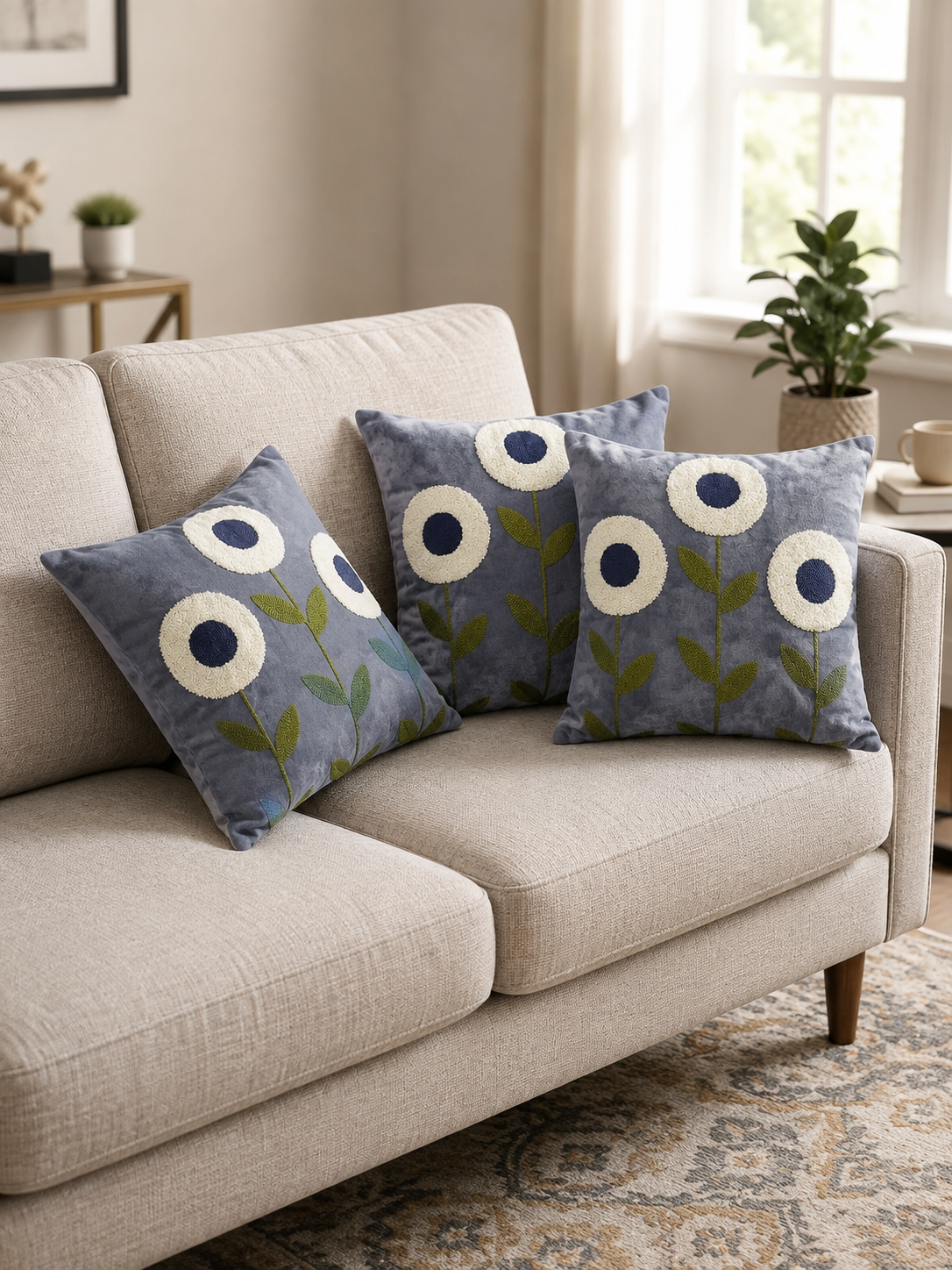 Soft Velvet Traditonal Embroidery Cushion Covers 16 x 16 inches