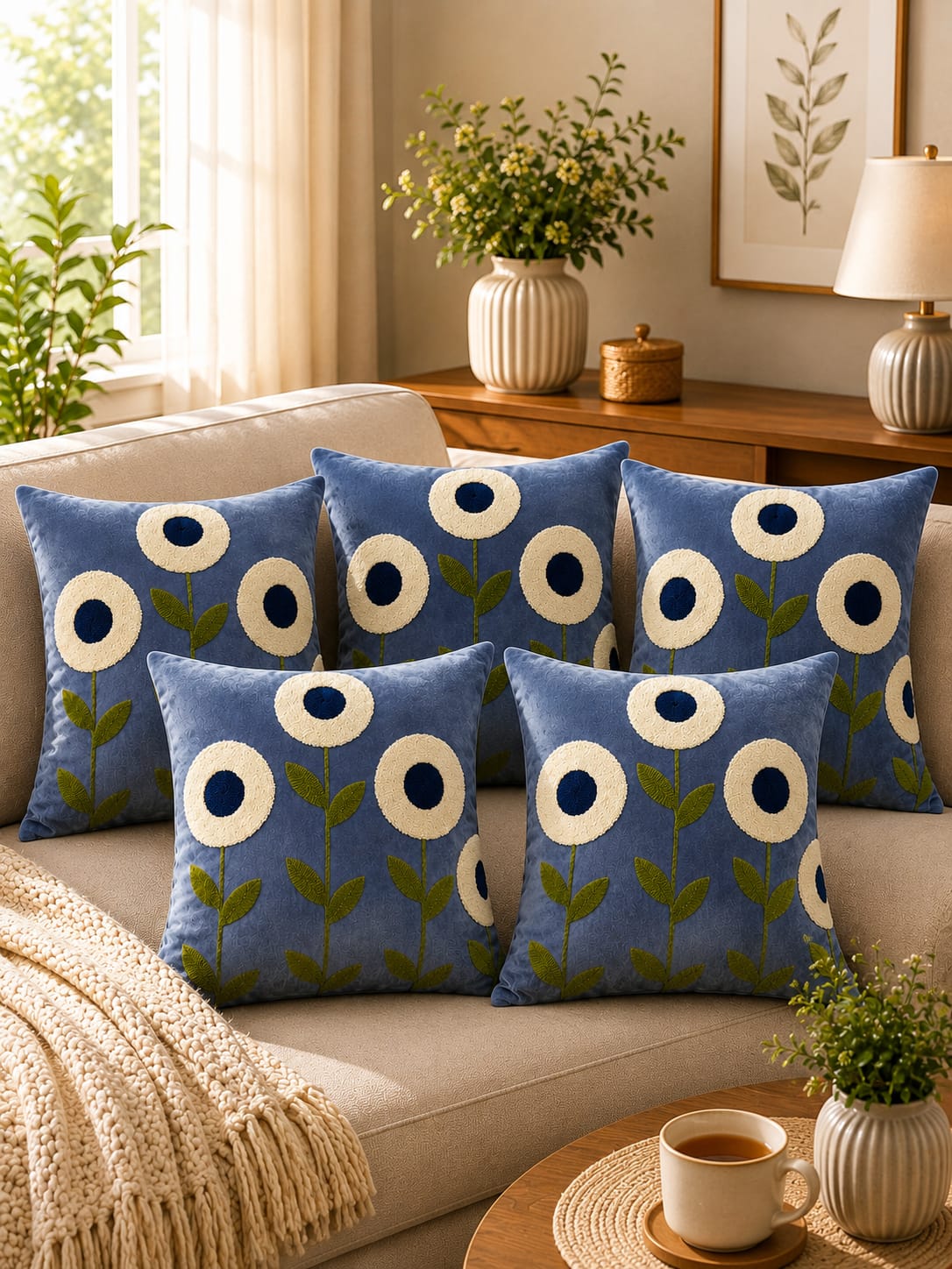 Soft Velvet Traditonal Embroidery Cushion Covers 16 x 16 inches