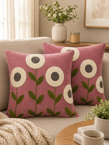 Soft Velvet Traditonal Embroidery Cushion Covers 16 x 16 inches