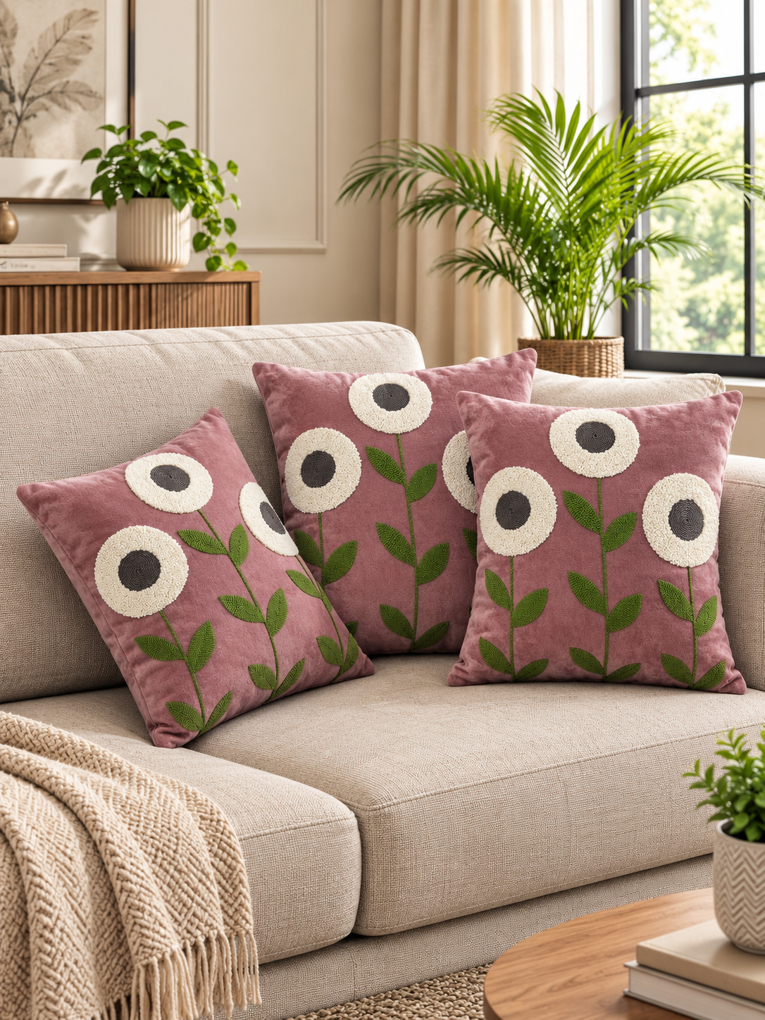 Soft Velvet Traditonal Embroidery Cushion Covers 16 x 16 inches