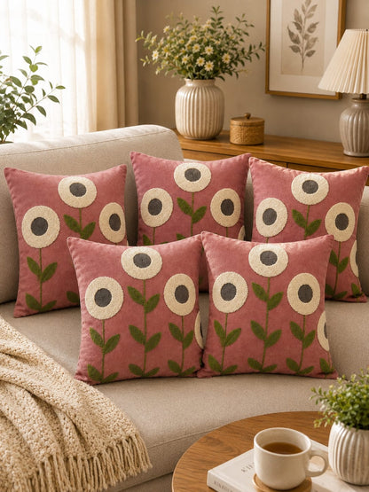 Soft Velvet Traditonal Embroidery Cushion Covers 16 x 16 inches