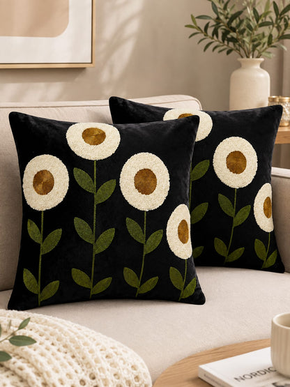 Soft Velvet Traditonal Embroidery Cushion Covers 16 x 16 inches
