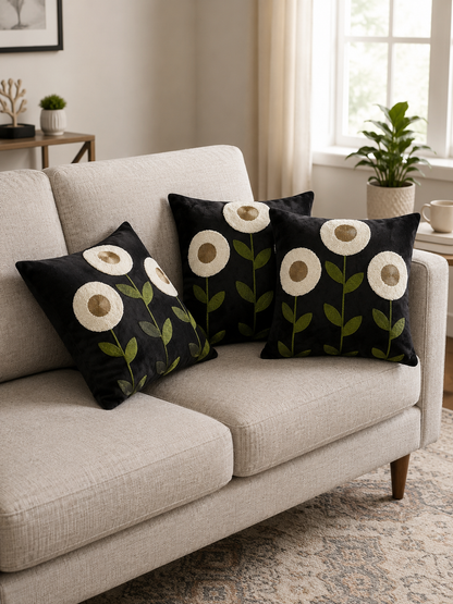 Soft Velvet Traditonal Embroidery Cushion Covers 16 x 16 inches