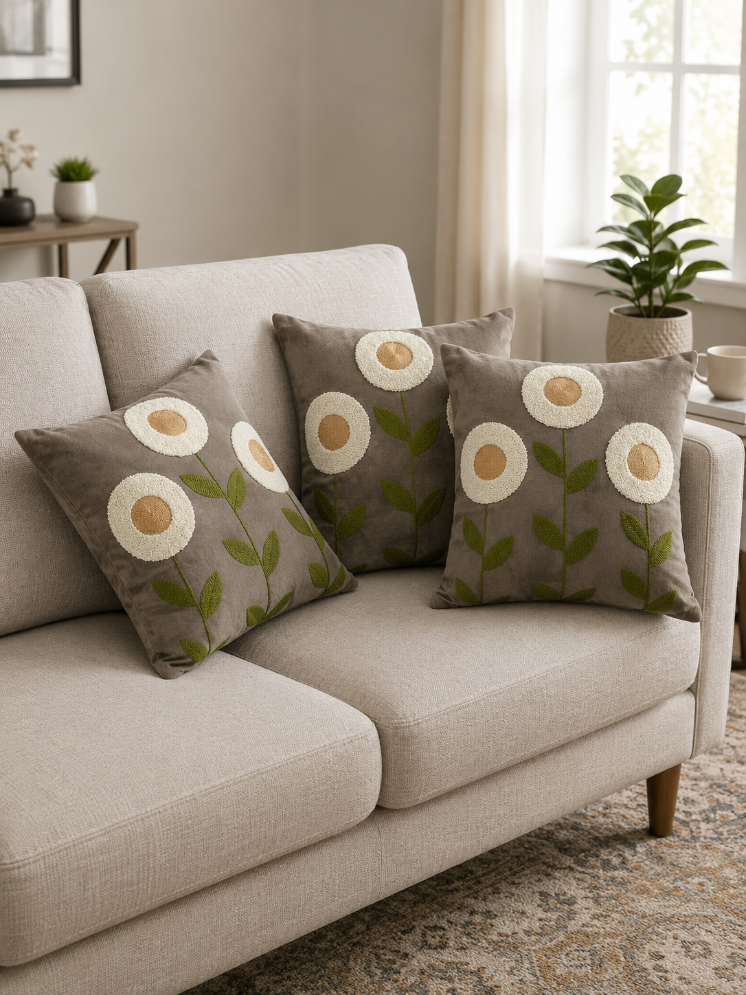 Soft Velvet Traditonal Embroidery Cushion Covers 16 x 16 inches