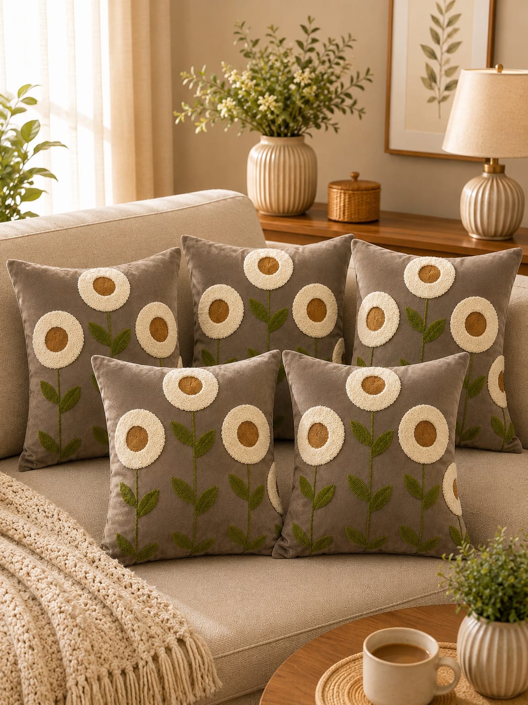 Soft Velvet Traditonal Embroidery Cushion Covers 16 x 16 inches