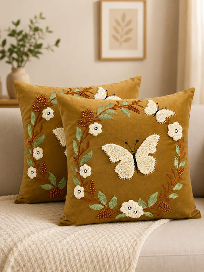 Soft Velvet Traditonal Embroidery Cushion Covers 16 x 16 inches