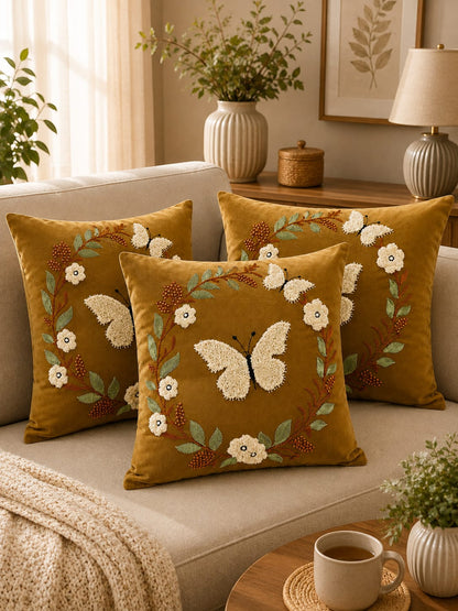 Soft Velvet Traditonal Embroidery Cushion Covers 16 x 16 inches
