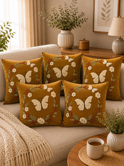 Soft Velvet Traditonal Embroidery Cushion Covers 16 x 16 inches