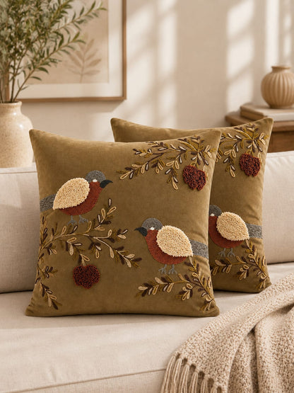 Soft Velvet Traditonal Embroidery Cushion Covers 16 x 16 inches