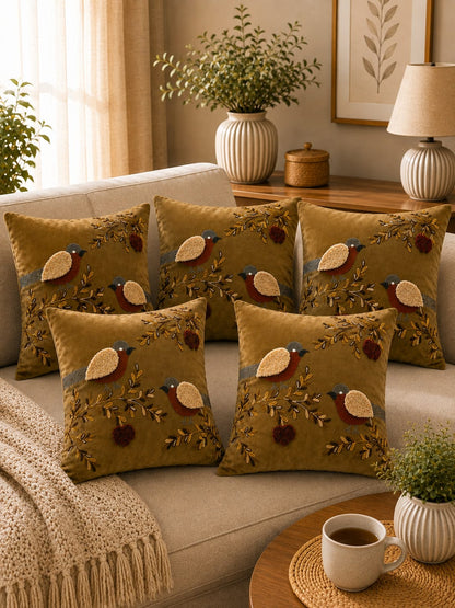Soft Velvet Traditonal Embroidery Cushion Covers 16 x 16 inches