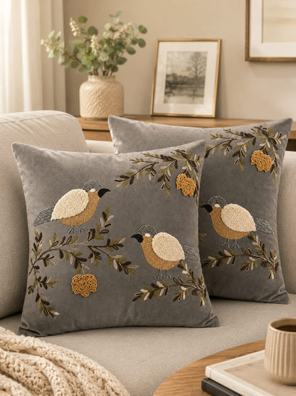 Soft Velvet Traditonal Embroidery Cushion Covers 16 x 16 inches
