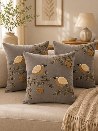 Soft Velvet Traditonal Embroidery Cushion Covers 16 x 16 inches