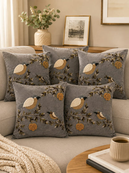 Soft Velvet Traditonal Embroidery Cushion Covers 16 x 16 inches