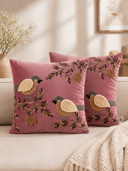 Soft Velvet Traditonal Embroidery Cushion Covers 16 x 16 inches