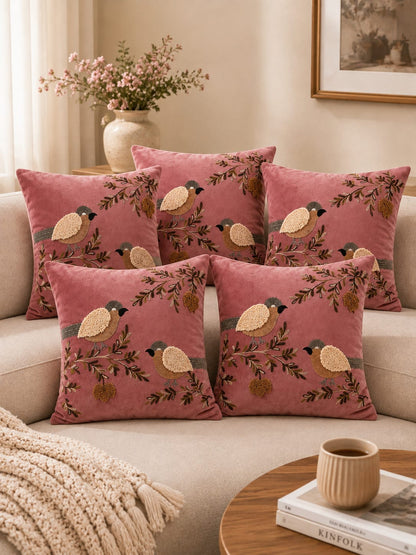 Soft Velvet Traditonal Embroidery Cushion Covers 16 x 16 inches