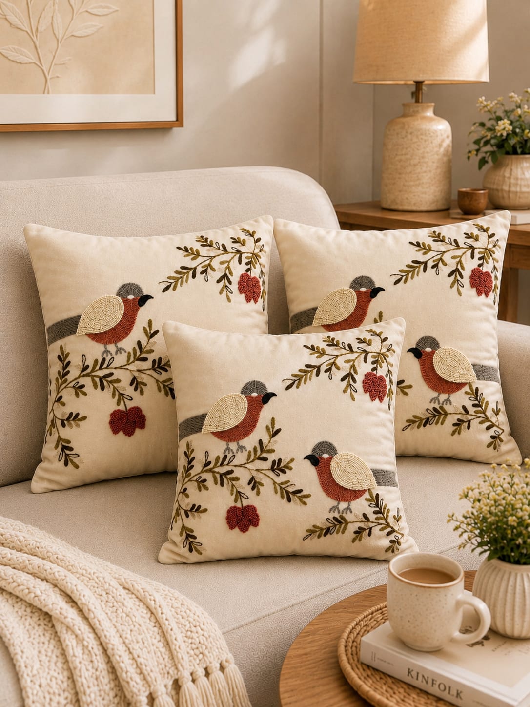 Soft Velvet Traditonal Embroidery Cushion Covers 16 x 16 inches