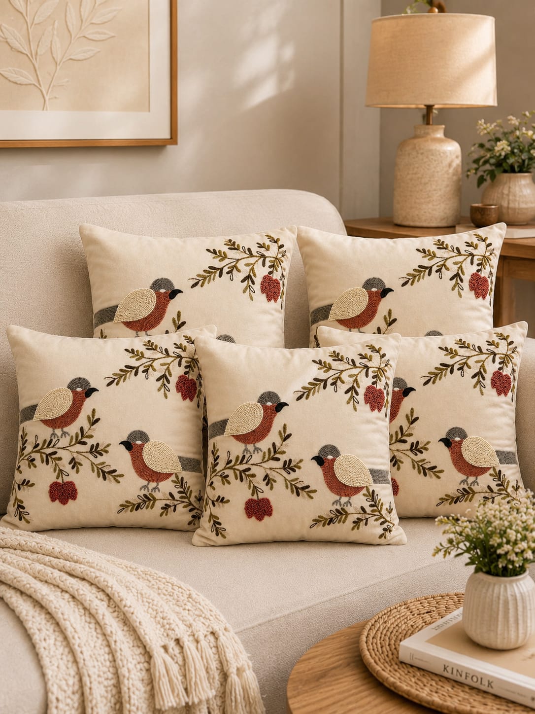 Soft Velvet Traditonal Embroidery Cushion Covers 16 x 16 inches