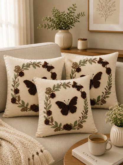 Soft Velvet Traditonal Embroidery Cushion Covers 16 x 16 inches
