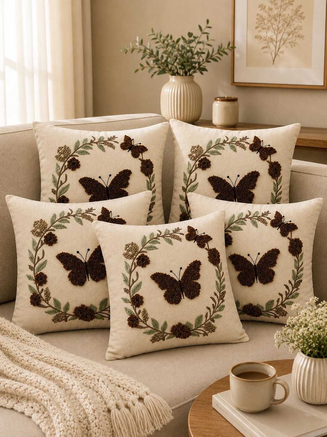 Soft Velvet Traditonal Embroidery Cushion Covers 16 x 16 inches