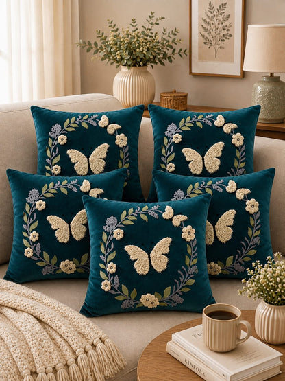 Soft Velvet Traditonal Embroidery Cushion Covers 16 x 16 inches