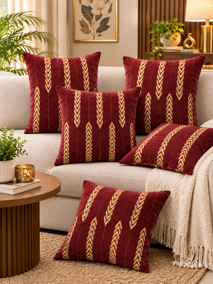 Heavy Zari Embroidery Cushion Cover | 16 x 16 Inch
